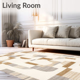 Foldable Kitchen Lightweight Beige Runner Abstract Geometric(Beige)