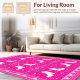 Ultra Soft Area Rug, Non Slip, Stain Resistant, Washable Area Rugs for Living Room, Bedroom, Funny Pink Preppy Western Entryway Rug(Pink)