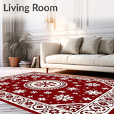 Festive Boho Medallion Floral with Intricate Snowflake Accents(Red)