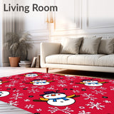 Cheerful Snowman Amidst Flourishing Snowflake Design(Red)