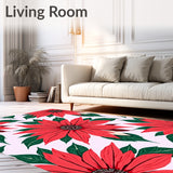 Poinsettia Bloom Botanical Print Yuletide Textile Design(Red)