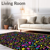 Cheerful Cat Parade with Multicolor Illuminated Dots and Shapes(Black)