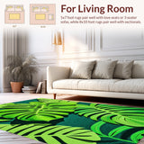 Ultra Soft Area Rug, Non Slip, Stain Resistant, Washable Area Rugs for Living Room, Bedroom, Monstera Leaf Plush(Green)
