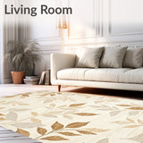 Elegant Leaf Beige Indoor Doormat Absorbent Entryway(Beige)