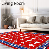 Independence Day Patriotic Area Rug with Bold Star Pattern(Red)