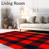 Nordic Winter Cabin Entrance Plaid Decoration(Red)