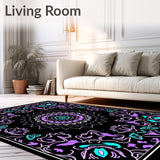 Garden Interlocking Floral Motif with Moth and Petal Accents (Black)