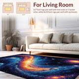 Ultra Soft Area Rug, Non Slip, Stain Resistant, Washable Area Rugs for Living Room, Bedroom, Galaxy Planet Earth(Blue)