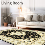 Geometric Cross Medallion Area in Beige and Charcoal(Black)