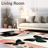 Chic Flower Fantasy Area with Abstract Insect Silhouettes and Boho Flourish(Gray)