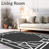 Abstract Latticework Frame with Dynamic Angular Motifs Contemporary Style(Black)