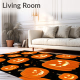 Sinister Pumpkin Ghost Rug With Halloween Horror Shadows(Orange)