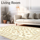 Non Slip Beige Vinyl With Artisan Crafted Arabesque(Beige)