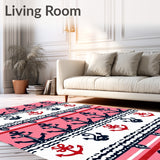 Nautical Anchor Motif Entry with Maritime Stripes(Pink)