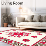 Medallion Burst Tapestry with Intricate Floral Motifs and Ornate Details(Red)
