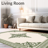 Traditional Damask with Wash Treatment Floor Covering(Green)