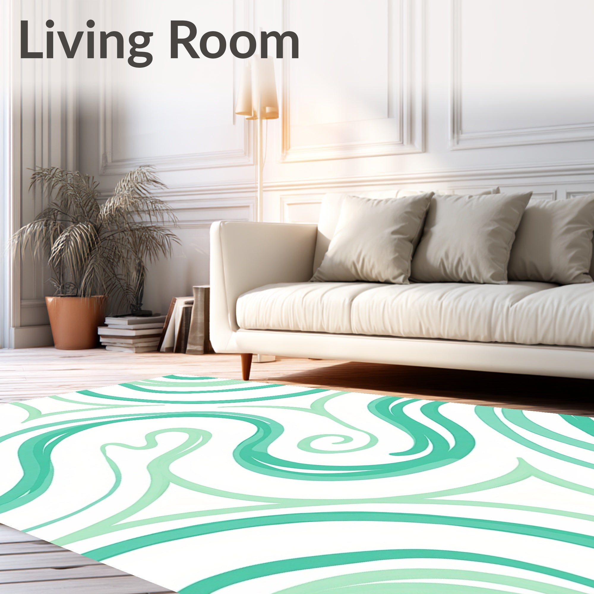 Swirling Marble Effect with Emerald and Pale Mint Contrasts (Green) - ODIKA