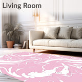 Marbled Cloud Anti Slip Alfombra with Plush Support (Pink)