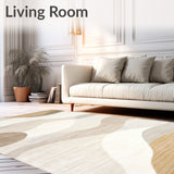 Contemporary Abstract with Flowing Wave Motifs and Sand Hues(Beige)