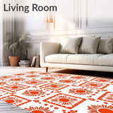 Heritage Gingham Grid with Interlocking Autumnal Accents(Orange)