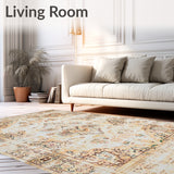 Distressed Medallion Area Beige & Brown Retro Floor(Beige)