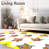 Adorable Cartoon Cat Face Design with Expressive Whisker Details(Orange)