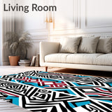 Aztec Revival Stripe Motif with Abstract Chevron (Black)