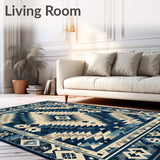 Desert Sky Oasis Dark Blue Beige Southwestern Motif(Blue)