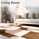 Geometric Beige Brown Contemporary Abstract Art(Beige)