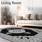 Vintage Medallion Distressed Transitional Design(Black)