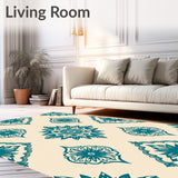Elegant Distressed Damask Symmetrical Blossom(Teal)