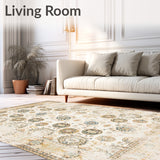 Boho Inspired Beige Runner Non Slip Kitchen Floor(Beige)