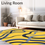 Exquisite Marble Swirl Decorative Fuzzy Elegant Modern Accent (Yellow)