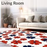 Retro Abstract Botanical Featuring Interlocking Petal Motifs (Red)