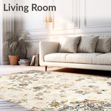 Farmhouse Area Rustic Floral Medallion Non Slip Accent(Beige)