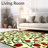 Storybook Orchard With Fruit Insects and Wildflowers(Red)