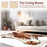 Ultra Soft Area Rug, Non Slip, Stain Resistant, Washable Area Rugs for Living Room, Bedroom, Faux Cowhide Western(Brown)