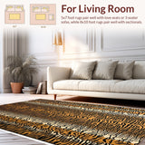 Ultra Soft Area Rug, Non Slip, Stain Resistant, Washable Area Rugs for Living Room, Bedroom, Faux Cowhide Tiger Print(Black)