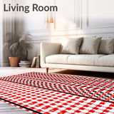 Checkered Grid Welcome with Bold Contrasting Squares(Red)