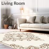 Elegant Interlocking Floral Medallion With Subtle Scroll Accents(Brown)