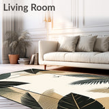 Chic Patterned RV Mat with Tropical Foliage Design for Indoor(Beige)