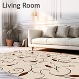 Contemporary Leaf Spray Mosaic with Abstract Petal Whorls(Beige)