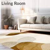 Elegant Beige & Brown Swirl Line Area(Beige)