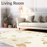 Ethereal Beige & Ivory Abstract Blossom Design for Interior(Ivory)
