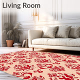 Elegant Damask Scrollwork Arabesque Transitional Motif(Beige)