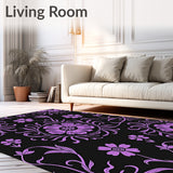 Vintage Floral Tapestry with Botanical Motifs and Swirling Vines(Black)