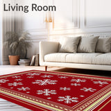 Elegant Frosty Crystal Seasonal Celebration Floor Covering(Red)