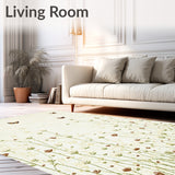 Dainty Beige Meadow Whimsical Floral Butterfly Indoor(Beige)