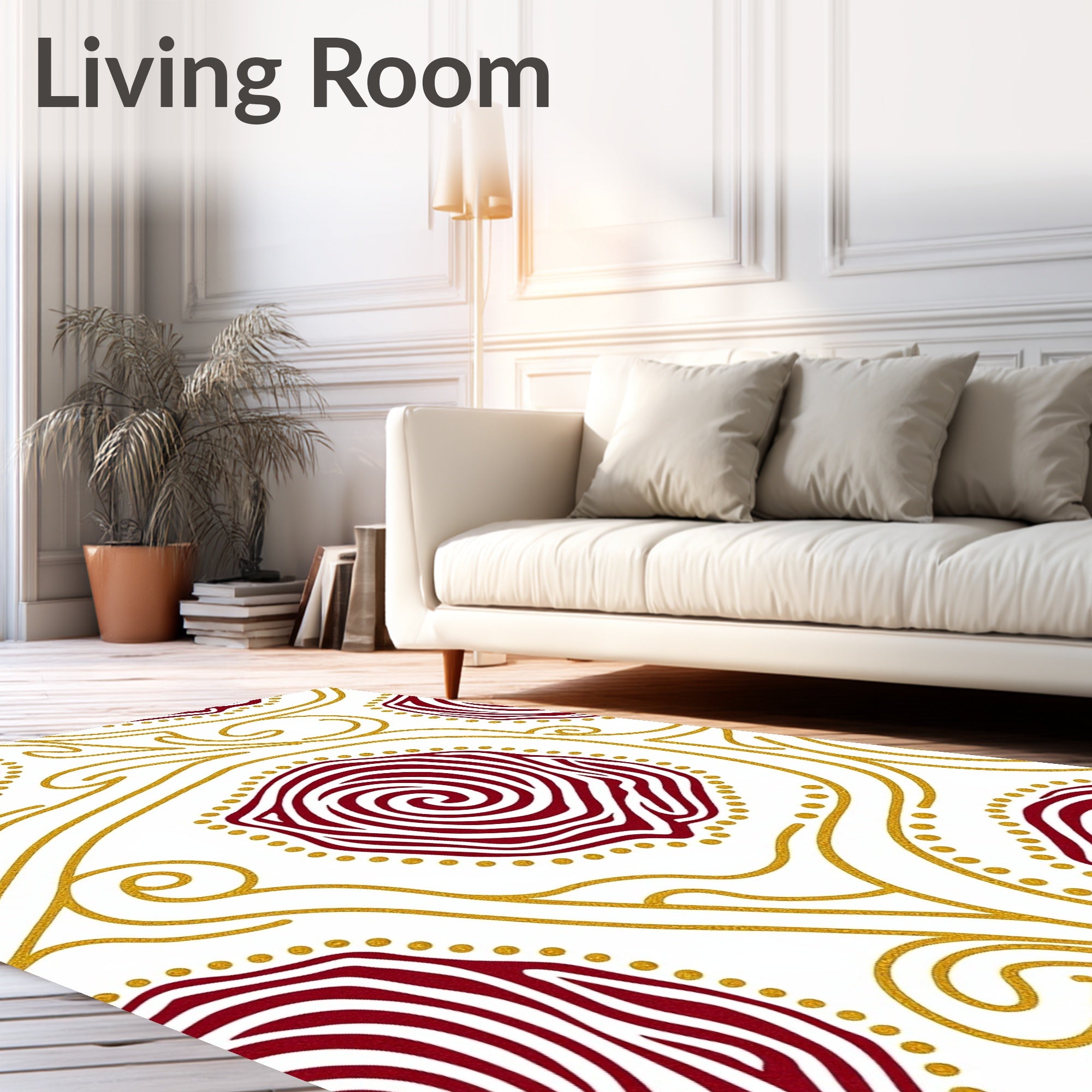 Luxury Plush Featuring Elegant Swirling Abstract Design (Gold) - ODIKA