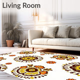 Harvest Blossom Medallion with Interlocking Vine Motifs and Accents(Brown)